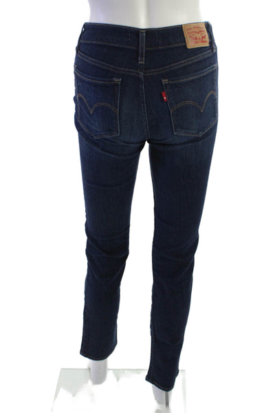 Levis Womens Skinny Ankle Jeans Dark Blue Low Rise Button Fly Size 26