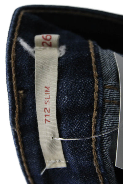 Levis Womens Skinny Ankle Jeans Dark Blue Low Rise Button Fly Size 26
