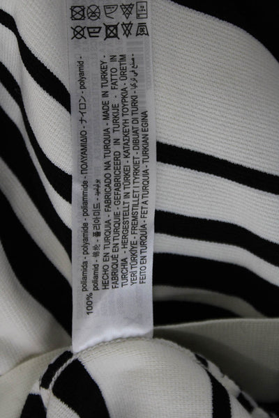 Zara Womens Black Striped Long Sleeve Crew Neck Basic T-Shirt Size M