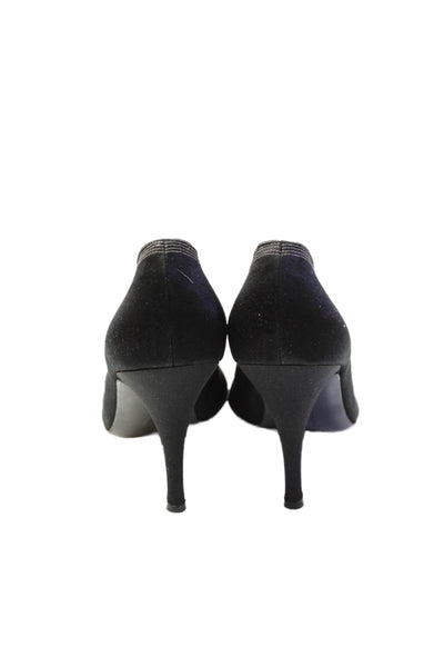 Salvatore Ferragamo Womens Satin Pointed Toe Pumps Black Size 7 Narrow