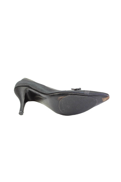 Salvatore Ferragamo Womens Satin Pointed Toe Pumps Black Size 7 Narrow