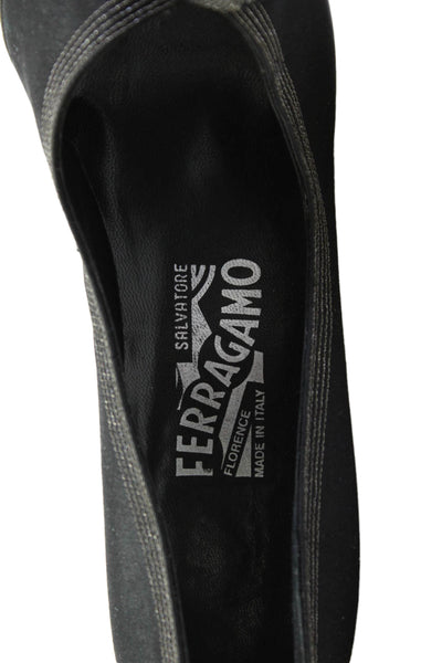 Salvatore Ferragamo Womens Satin Pointed Toe Pumps Black Size 7 Narrow
