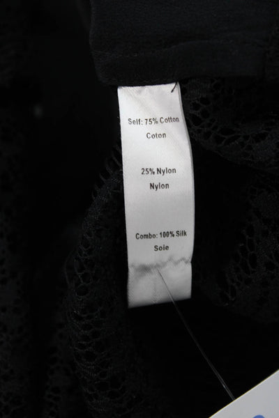 Marissa Webb Women Black High Neck Button-Up Blouse Long Sleeve Size XS