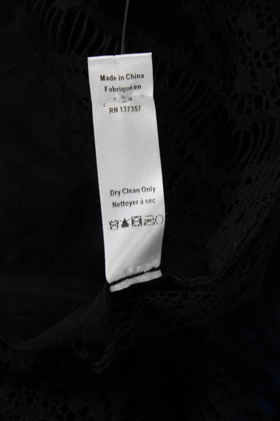 Marissa Webb Women Black High Neck Button-Up Blouse Long Sleeve Size XS