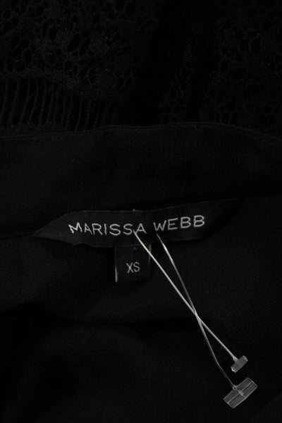 Marissa Webb Women Black High Neck Button-Up Blouse Long Sleeve Size XS