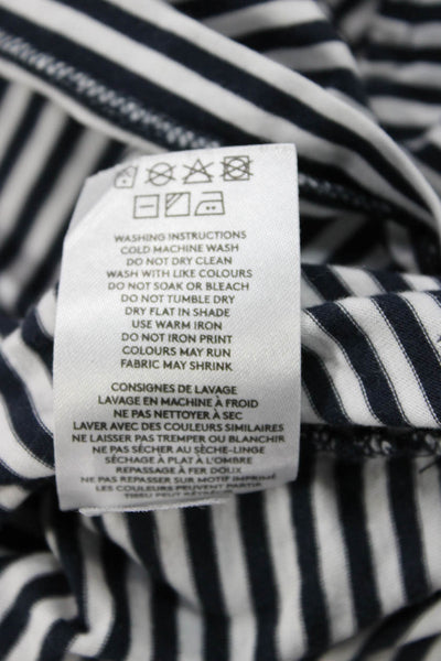 ZANEROBE Unisex Striped Crew Neck Jersey T-Shirt Dark Blue 100% Cotton Size M