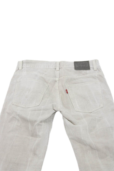Levis Mens Skinny Beige Jeans 100% Cotton Button Fly 90s Size 28