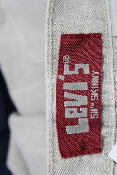 Levis Mens Skinny Beige Jeans 100% Cotton Button Fly 90s Size 28