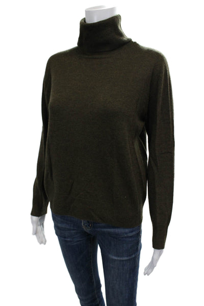 Zara Womens Cashmere Turtleneck Pullover Green Long Sleeve Size XS