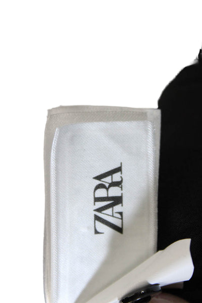 Zara Womens Bohemian Black Viscose Drawstring Sleeveless Blouse Size S