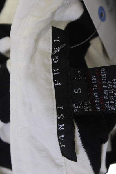 Yansi Fugel Women Collared Striped Black Button-Up 3/4 Sleeve Blouse Size S