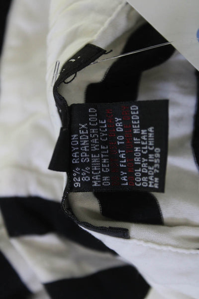 Yansi Fugel Women Collared Striped Black Button-Up 3/4 Sleeve Blouse Size S