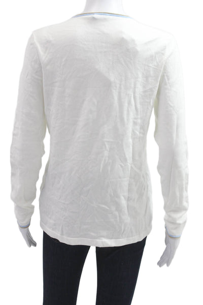 J. Mclaughlin Womens Basic Crew Neck Long Sleeve White Viscose T-Shirt Size M