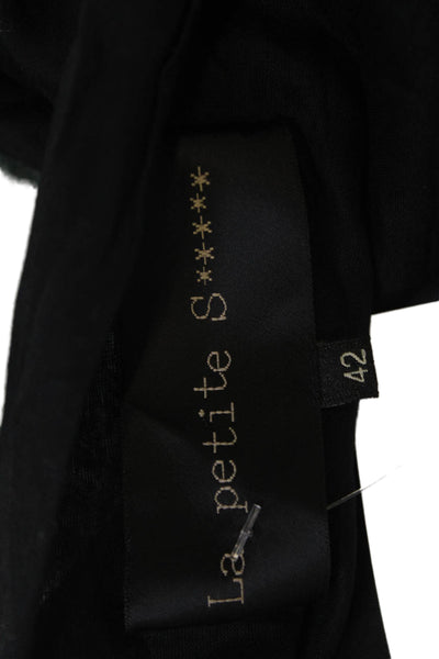 La Petite S Women Kimono Top Black Cotton 3/4 Sleeve Boho Size 42 Petite