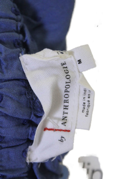 Anthropologie Womens Cropped Jogger Pants Blue Polka Dot Drawstring Size M