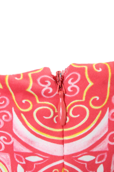 J. Mclaughlin Women Shift Dress Pink Geometric Sleeveless Mid-Calf Size L