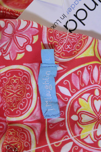 J. Mclaughlin Women Shift Dress Pink Geometric Sleeveless Mid-Calf Size L