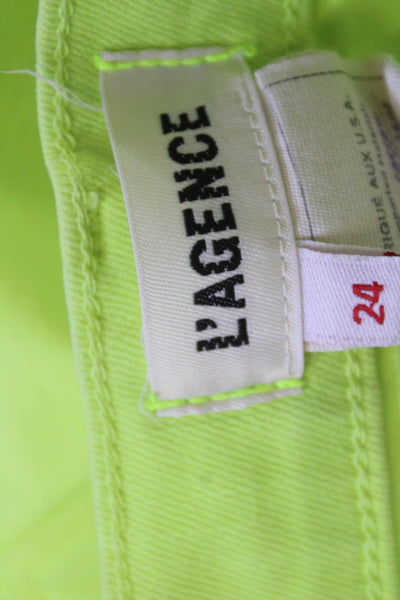 L'Agence Womens High Rise Ankle Cropped Jeans Yellow Size 24