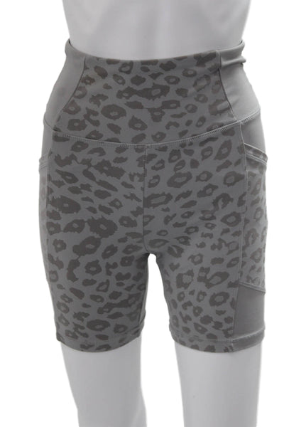 Blanc Noir Womens Animal Print Sports Bra Shorts Set Grey Size Small/Extra Small