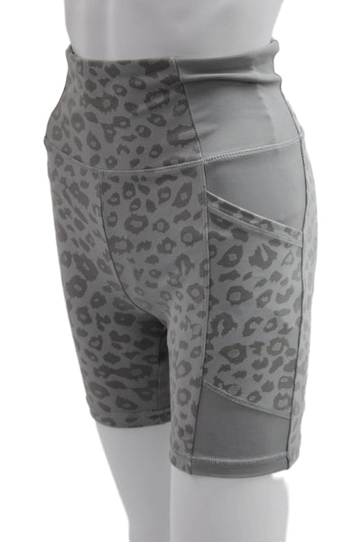 Blanc Noir Womens Animal Print Sports Bra Shorts Set Grey Size Small/Extra Small