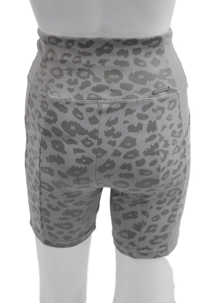 Blanc Noir Womens Animal Print Sports Bra Shorts Set Grey Size Small/Extra Small