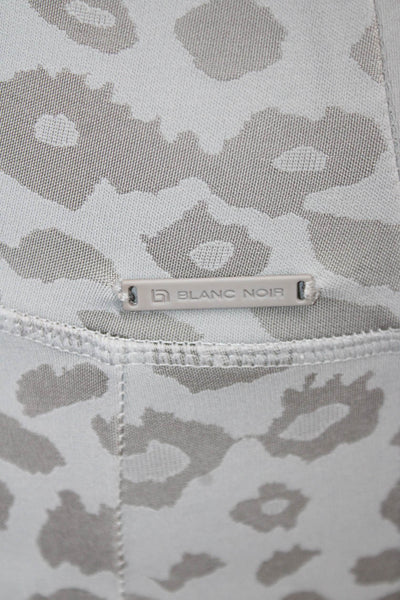 Blanc Noir Womens Animal Print Sports Bra Shorts Set Grey Size Small/Extra Small