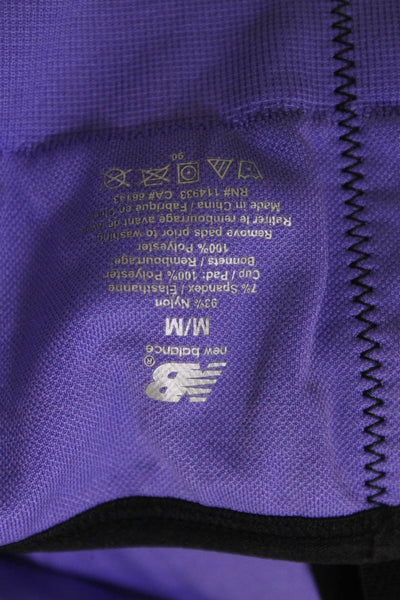 New Balance Womens V Neck Pullover Sports Bra Purple Black Size Medium