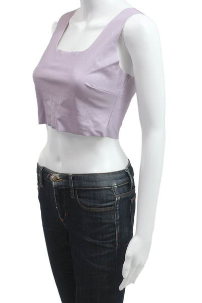 Commando Womens Cropped Purple Tank Square Neck Sleeveless Size M