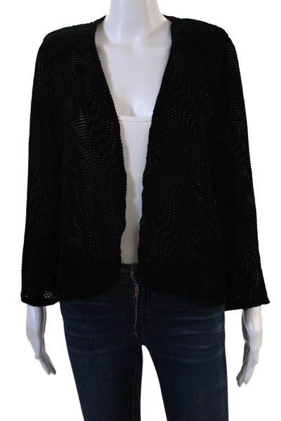 Helen David Womens Black Silk Blend Long Sleeve Jacket Size S