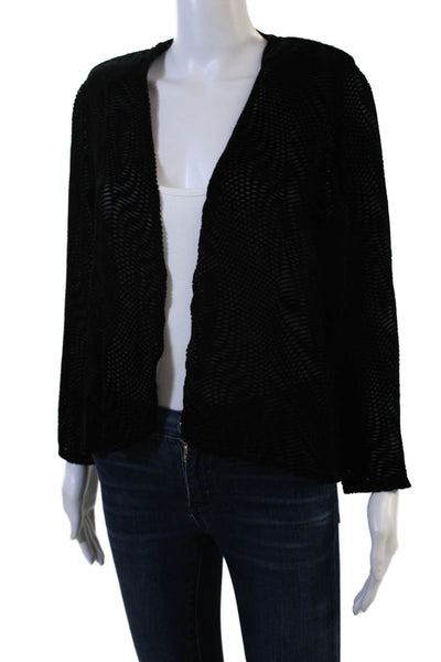 Helen David Womens Black Silk Blend Long Sleeve Jacket Size S