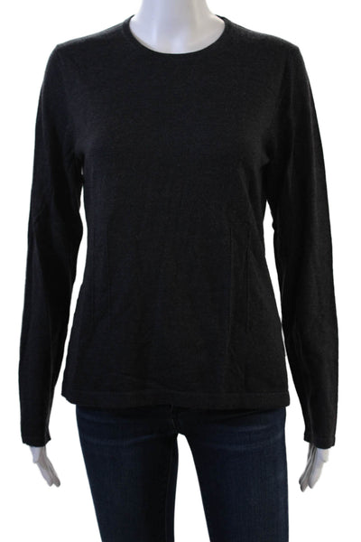 J. Mclaughlin Women Dark Gray Merino Crew Long Sleeve T-Shirt Size M