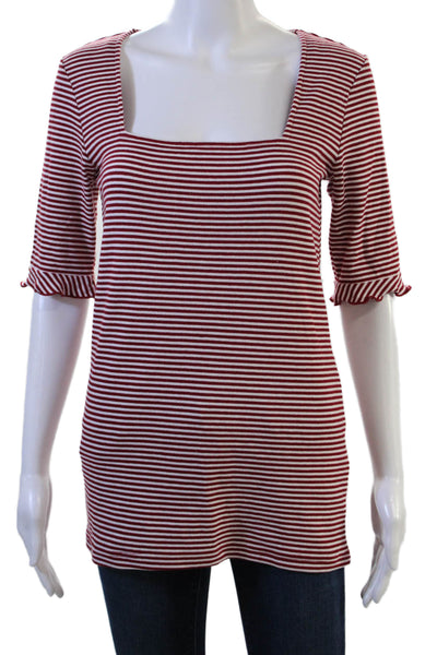 The Fifth Label Women Red Striped Tunic Square Neck 3/4 Sleeve 90s Size L