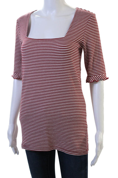 The Fifth Label Women Red Striped Tunic Square Neck 3/4 Sleeve 90s Size L