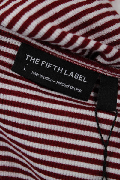 The Fifth Label Women Red Striped Tunic Square Neck 3/4 Sleeve 90s Size L