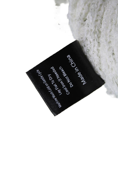 Pol Womens Pullover Sweater White 3/4 Sleeve Tie Neck Boho Polyester Size M