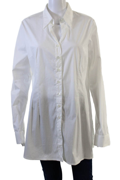 Walter Voulaz Womens Basic Tunic Button Up White Collared Long Sleeve Size 48