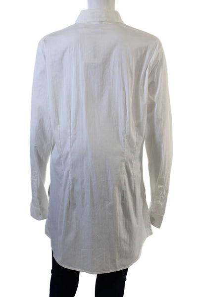 Walter Voulaz Womens Basic Tunic Button Up White Collared Long Sleeve Size 48