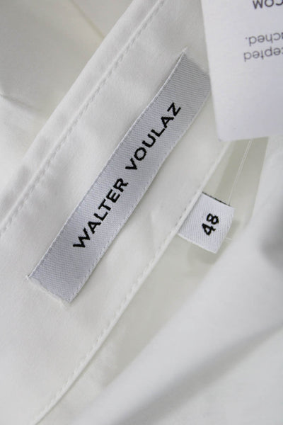 Walter Voulaz Womens Basic Tunic Button Up White Collared Long Sleeve Size 48
