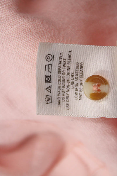 Holding Horses Womens Boho Tunic Button Up Linen Long Sleeve Pink Size L