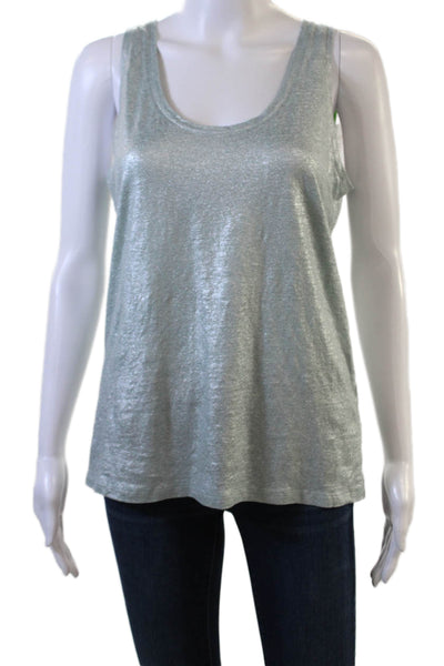 Majestic Filatures Womens Sleeveless Linen Tank Round Neck Gray Size 3