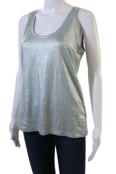 Majestic Filatures Womens Sleeveless Linen Tank Round Neck Gray Size 3