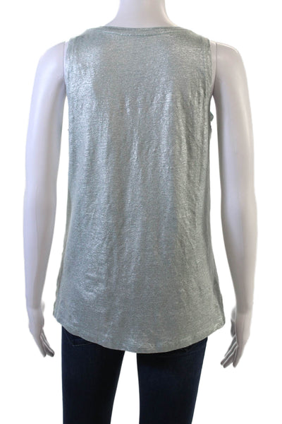 Majestic Filatures Womens Sleeveless Linen Tank Round Neck Gray Size 3