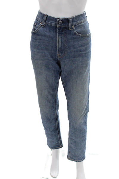 Everlane Unisex Mom Cropped Jeans Blue Mid Rise Button Size 30