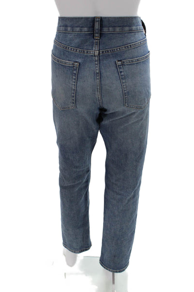 Everlane Unisex Mom Cropped Jeans Blue Mid Rise Button Size 30