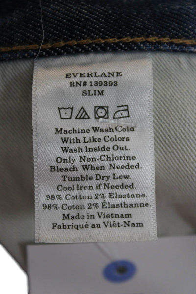 Everlane Unisex Mom Cropped Jeans Blue Mid Rise Button Size 30
