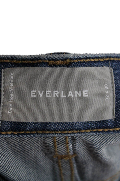 Everlane Unisex Mom Cropped Jeans Blue Mid Rise Button Size 30