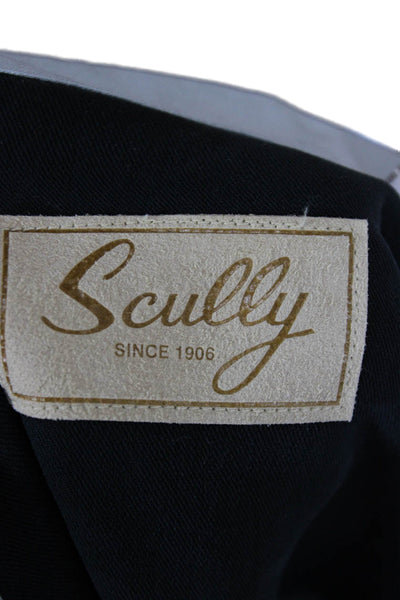 Scully Mens Western Black Silk Button-Up Collared Short Sleeve Size M