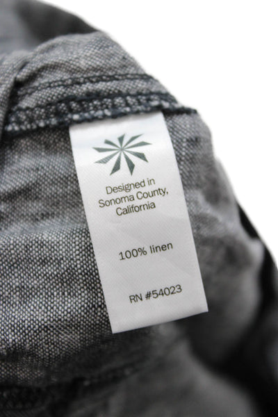 Athleta Women Cropped Linen Pants Gray Button Waist Size 12