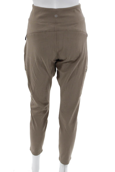 Athleta Womens Cargo Ankle Pants Brown Zip 28 Inseam Size 12