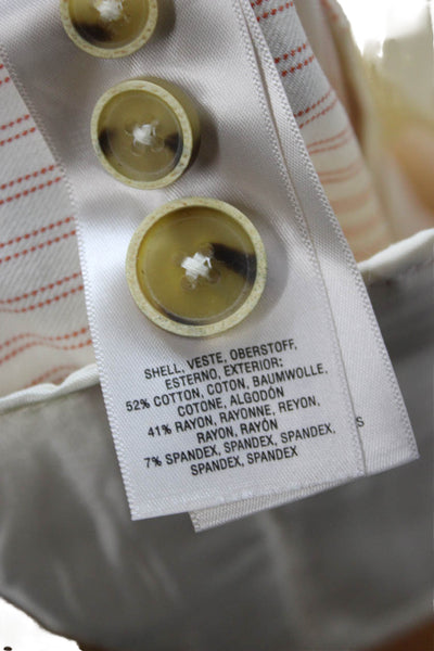 Anthropologie Women Ankle Cropped Dress Pants Beige Striped Button Size 12